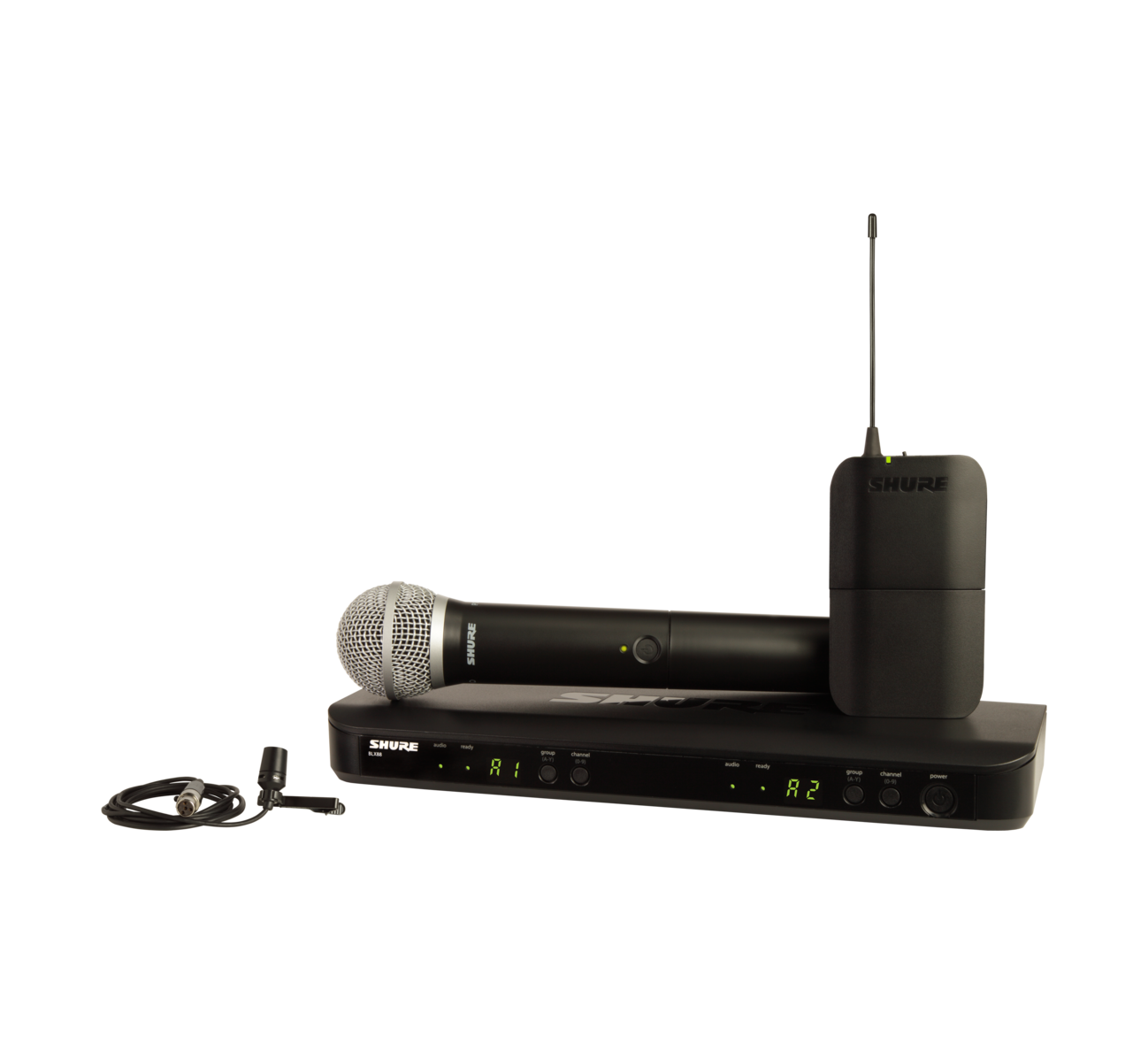 Shure BLX1288/CVL Dual-Channel Wireless Combo Lavalier & Handheld Microphone System